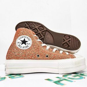 Converse CTAS Lift Women's Platform High Top Gold Canvas Sneakers Size 570984C